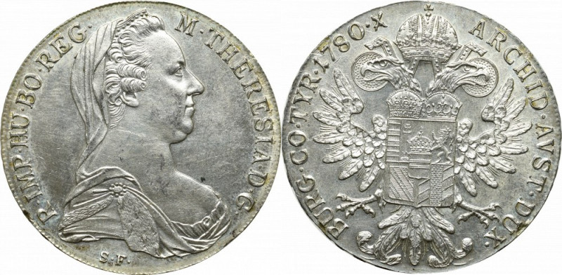 Austria, Marie Theresia, Thaler 1780 - restrike Piękny egzemplarz z doskonale za...