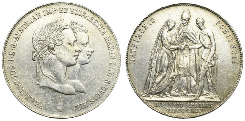 Austro-Hungary, Franz Joseph, 1 gulden 1854, Vienna Ładny egzemplarz z dobrze cz...