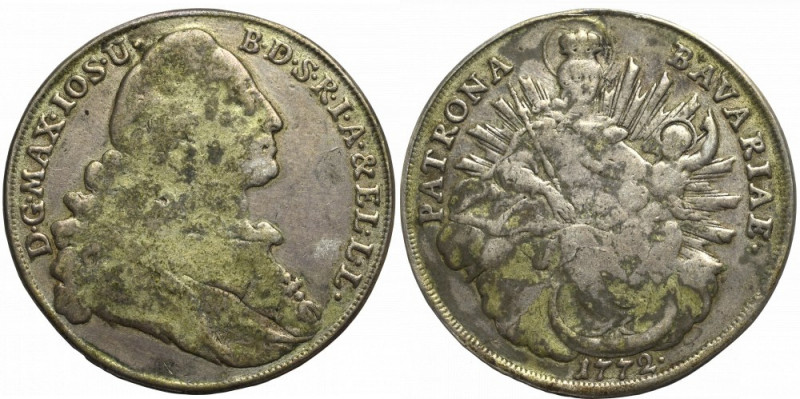 Germany, Bavaria, Maximilian Joseph, thaler 1772 Obiegowy egzemplarz. Patyna, na...