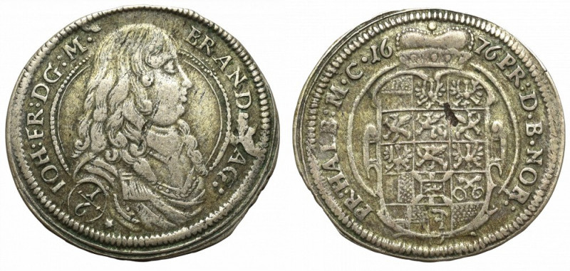 Germany, Brandenburg-Ansbach, Johann Friedrich, 1/6 thaler 1676 Ładny, czytelny ...