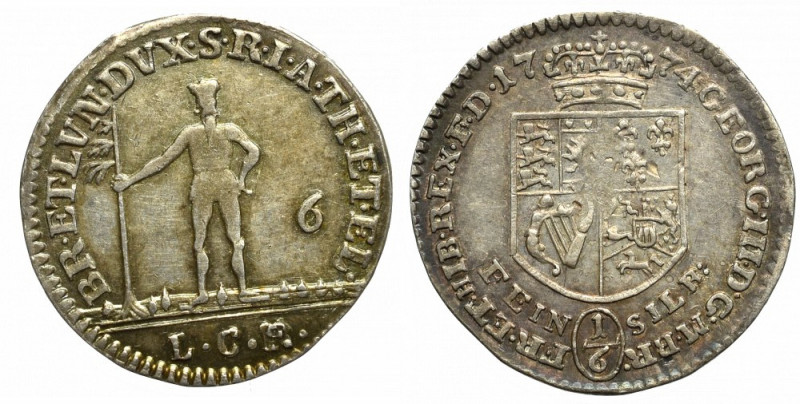 Germany, Braunschweig-Wolfenbuttel, 1/6 Thaler 1774 Bardzo ładny egzemplarz z do...