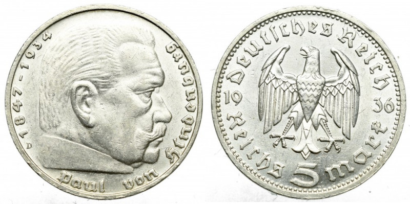 Germany, III Reich, 5 mark 1935 D - double die Piękny menniczy egzemplarz, z wyr...