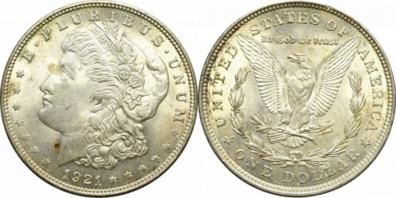 USA, Morgan dollar 1921 Piękny egzemplarz. Patyna. 
Grade: UNC 

USA