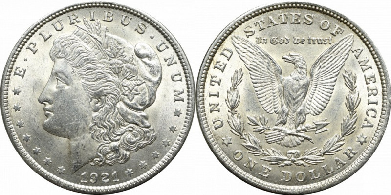 USA, Morgan dollar 1921 Okołomenniczy egzemplarz. 
Grade: AU 

USA