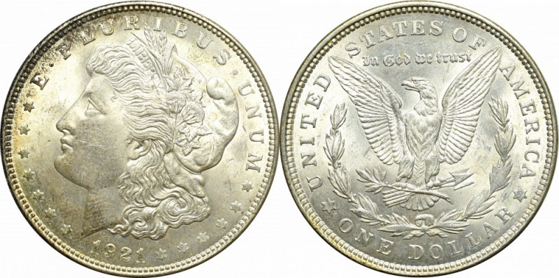 USA, Morgan dollar 1921 Piękny egzemplarz. 
Grade: AU 

USA