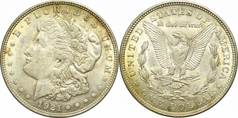 USA, Morgan dollar 1921 Bardzo ładny egzemplarz. 
Grade: XF/XF+ 

USA