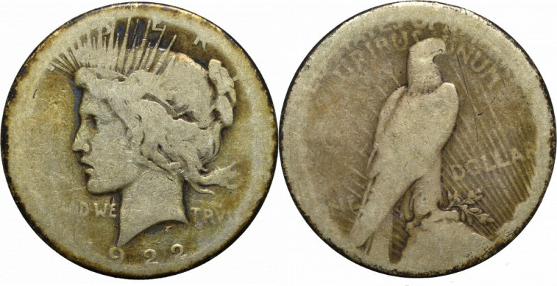 USA, 1 dollar 1922 'Peace dollar' Obiegowy egzemplarz. Patyna.
Reference: Kraus...