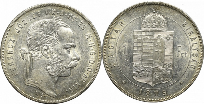 Hungary, Franz Joseph, 1 forint 1879, Kremnitz Piękny egzemplarz. 
Grade: AU/UN...