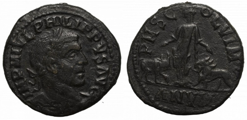 Roman Provincial, Viminacium, Philip, Sestertius Piękny egzemplarz, bardzo dobrz...