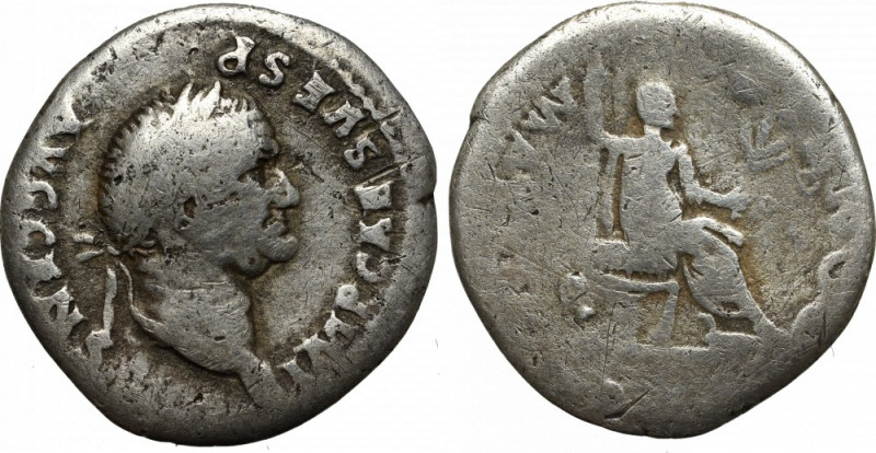 Roman Empire, Vespasianus, Denarius Ładny egzemplarz. Patyna. Awers:&nbsp; głowa...