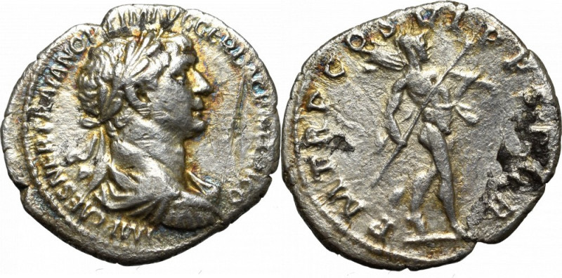 Roman Empire, Traian, Denarius Ładny egzemplarz. Lekkie rozwarstwienia blachy. P...