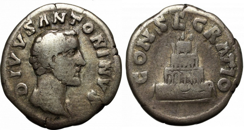 Roman Empire, Antoninus Pius, Denarius Ładny, obiegowy egzemplarz. Awers: głowa ...