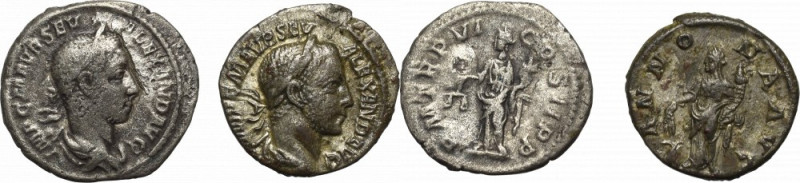 Roman Empire, Severus Alexander, Denarii Obiegowe, czytelne egzemplarze. Awers: ...