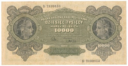 II RP, 10 000 marek polskich 1923 D Egzemplarz o doskonałej prezencji, jednak z ...