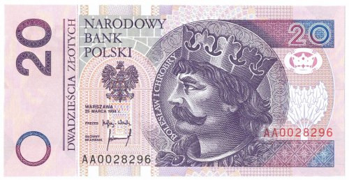 III RP, 20 złotych 1994 AA Egzemplarz w stanie emisyjnym. 
Grade: UNC