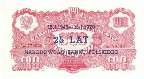 100 złotych 1944, ...owe - ser. Ax, nadruki okolicznościowe SPECIMEN i 25 lat NB...