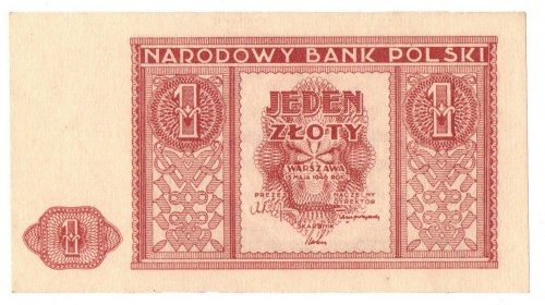 PRL, 1 złoty 1946 Banknot w stanie emisyjnym, nieznaczny minus za przytępione ro...