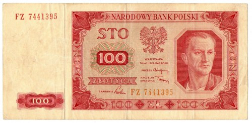 PRL, zestaw 100 złotych 1948 - 2 egzemplarze bez ramki Serie : GT, FZ Zestaw dwó...
