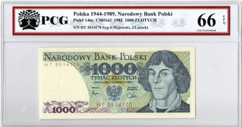 PRL, 1000 złotych 1982 HT - PCG 66EPQ Egzemplarz w emisyjnym stanie zachowania. ...