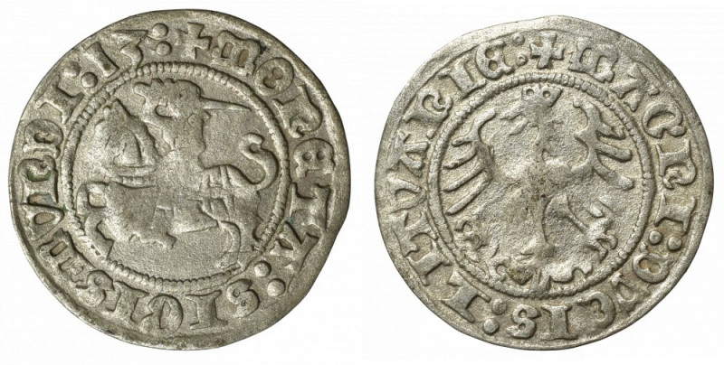 Sigismund I the Old, Halfgroat 1513, Vilnius Obiegowy egzemplarz. Patyna. Refere...