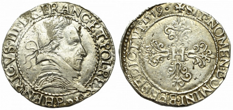 France, Henri III, Franc 1579, Dijon Pięknie zachowany egzemplarz z dużą ilością...