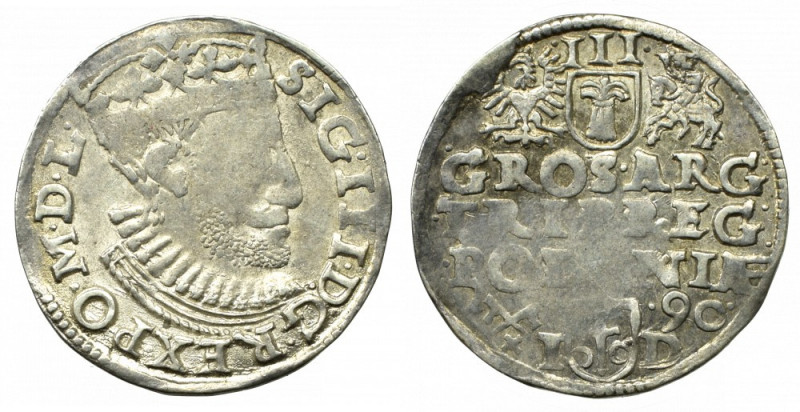 Sigismund III, 3 groschen 1590, Posen Bardzo ładny, niedobity centralnie egzempl...