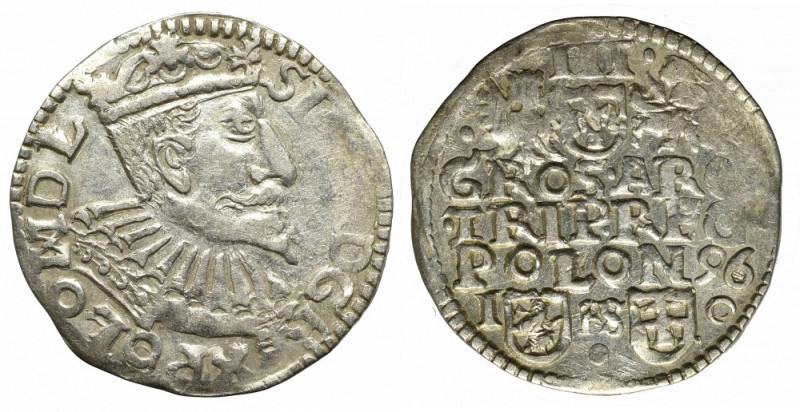 Sigismund III, 3 groschen 1596, Bromberg Ładny, lekko niedobity egzemplarz. Paty...