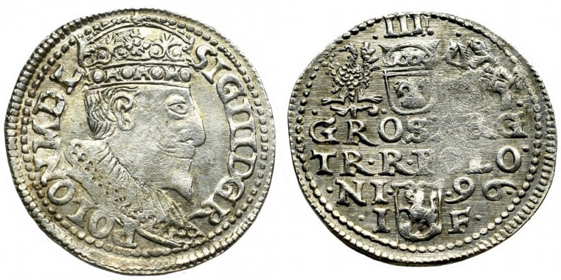 Sigismund III, 3 groschen 1596, Olcusia Piękny, menniczy egzemplarz. Nieopisany ...