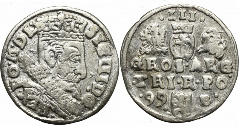 Sigismund III, 3 groschen 1599, Bromberg Ładny, w pełni czytelny egzemplarz. Nie...