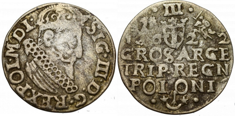 Sigismund III, 3 groschen 1622, Cracow Ładny egzemplarz. Patyna, nalot. Referenc...