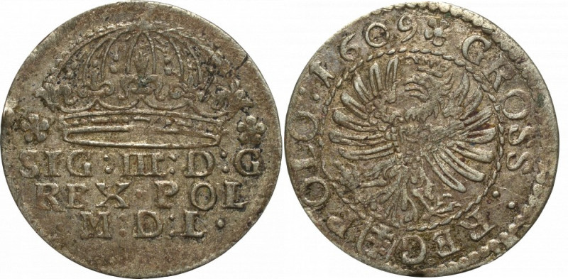 Sigismund III, Groschen 1609, Cracow Ładny egzemplarz z dużą ilością zachowanego...