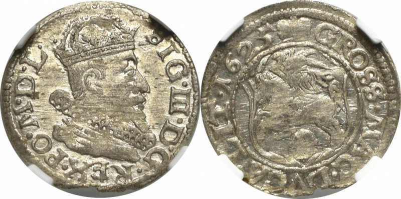 Sigismund III, Groschen 1625, Vilnius - NGC MS63 Wyśmienity, menniczy egzemplarz...