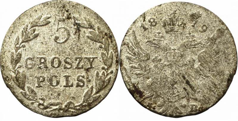 Kingdom of Poland, Alexander I, 5 groschen 1819 IB Ładny egzemplarz 5-groszówki ...