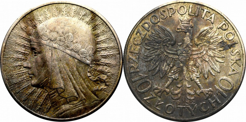 II Republic of Poland, 10 zloty 1932 Przyjemny dla oka egzemplarz w wyrazistej o...