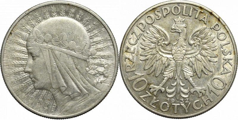 II Republic of Poland, 10 zloty 1932 Polonia Moneta bez znaku mennicy, wybita na...