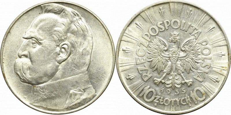 II Republic of Poland, 10 zloty 1935 Pilsudski Bardzo ładny egzemplarz ze świetn...