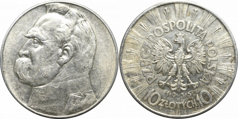 II Republic of Poland, 10 zloty 1935 Pilsudski Przyjemny egzemplarz z dobrze zac...