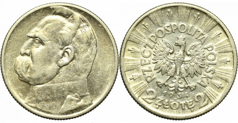 II Republic of Poland, 2 zloty 1934 Pilsudski Ładny, obiegowy egzemplarz. Patyna...