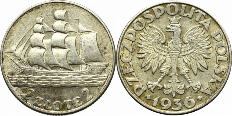 II Republic of Poland, 2 zloty 1936 Ship Bardzo ładnie zachowane detale. 
Refer...