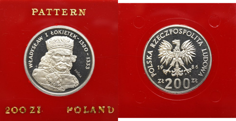 PRL, 200 złotych 1986 Władysław I Łokietek - Próba Piękny egzemplarz w oryginaln...