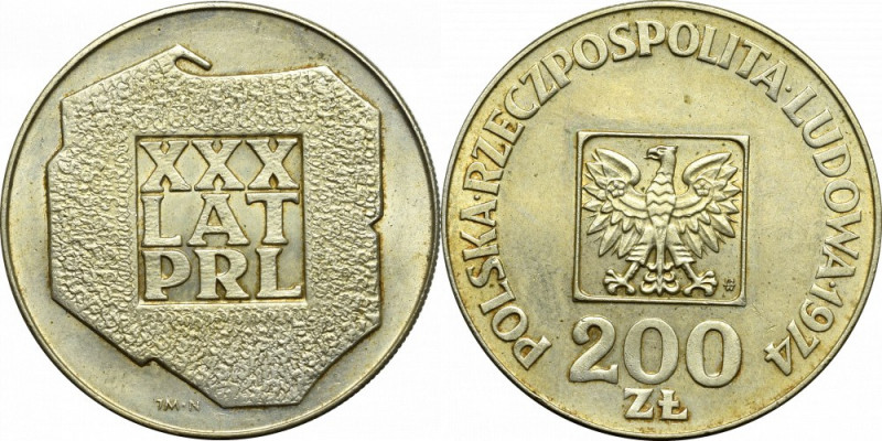 PRL, 200 złotych 1974 XXX Rocznica zwycięstwa Piękny egzemplarz. 
Grade: UNC 
...