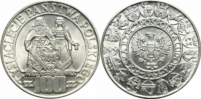 Peoples Republic of Poland, 100 zloty 1966 Doskonale zachowany egzemplarz. Wyjąt...