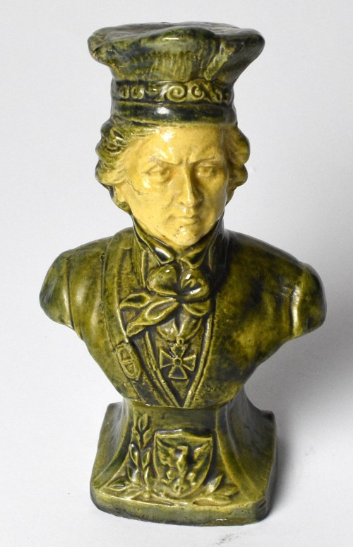 Polska, Popiersie ceramiczne Tadeusz Kościuszko Piękne, ciekawe wykonanie. Szkli...