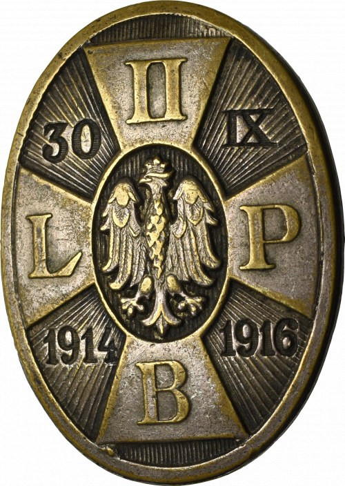 II RP, Odznaka II Pułk Piechoty Legionów, Sandomierz Wersja na szpili. Numerowan...
