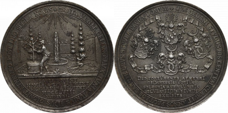 August III Sas, Medal na stulecie założenia gdańskiej szkoły miejskiej 1758 - ko...