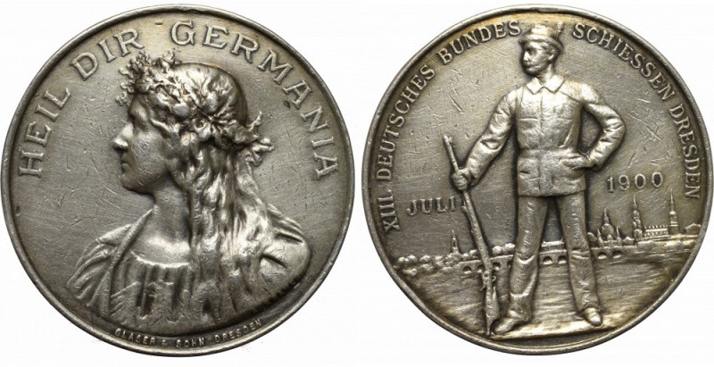 Germany, Medal XIII Deutsches Bundes Schiessen Dresden 1900 Interesujący, rzadki...