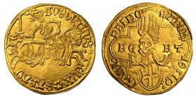 LUDOVICO I di SAVOIA. Il Generoso (1440-1465). Ducato d'oro. Cornavin, zecchiere Giacomo Filippi.

LVDOVICVS DVX SABAV DIE Il duca in armatura con e...