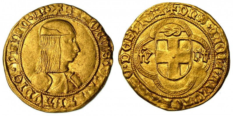 CARLO I di SAVOIA. Il Guerriero. (1482-1490). Ducato d'oro (IV tipo).

+ KAROL...