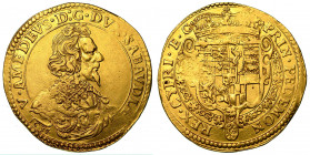 VITTORIO AMEDEO I di SAVOIA. Il leone di Susa (1630-1637). Da 4 scudi d'oro 1634 (III tipo). Torino.

V AMEDEVS D G DVX SABAVDIAE Busto corazzato a ...
