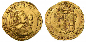 CARLO EMANUELE II di SAVOIA. L'Adriano del Piemonte (1638-1675). Reggenza della madre CRISTINA DI BORBONE. La Madama Reale. Doppia d'oro 1641 (II tipo...